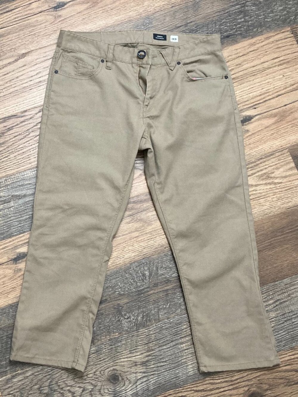 VOLCOM Vorta Slim Straight Leg Beige Denim Jeans  crop Boy's Size 33 L24